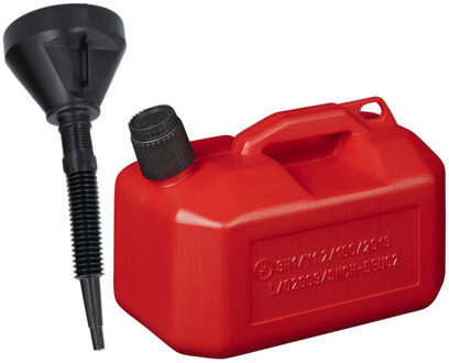 Benson Jerrycan rood voor brandstof van 5 liter met een handige grote trechter