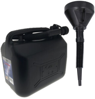 Benson Jerrycan zwart voor brandstof van 10 liter met een handige grote trechter