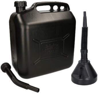 Benson Jerrycan zwart voor brandstof van 20 liter met een handige grote trechter