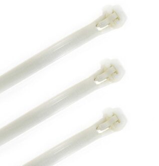 Benson kabelbinders tie-wraps - loskoppelbaar - 150x stuks - wit - 7.6 x 300 mm