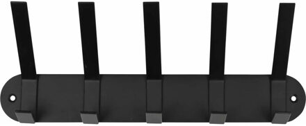 Benson Kapstok - zwart - metaal - 5 haken - wandkapstok - 30 cm