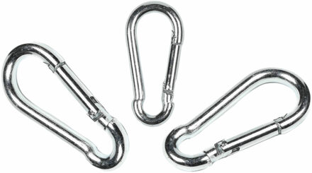 Benson Karabijnhaken - 12x stuks - verzinkt - 5 x 50 mm - musketonhaken Zilver