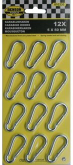 Benson Karabijnhaken - 24x stuks - verzinkt - 5 x 50 mm - musketonhaken