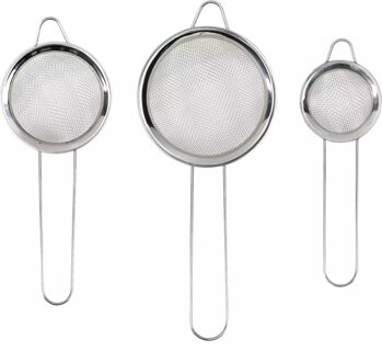 Benson Keuken vergiet/zeef - set 3-delig - RVS - compact - D10/8 en 6 cm