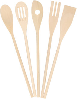 Benson Keukengerei - kooklepels-spatel set - 5-delig - bamboe hout - 30 cm