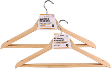 Benson Kledinghangers - 6x stuks - hout - anti slip - 45 cm - draaibare haak