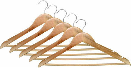 Benson Kledinghangers/klerenhangers - 5x - hout - 45 x 24 cm - Kledinghangers Bruin