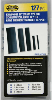 Benson Krimpkousen - set 127-delig - zwart - krimpkous - kabels isoleren/binden