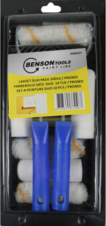 Benson Lakroller/schuimroller schilderset 5 en 10 cm met verfbak en beugel - Verfrollers Multikleur