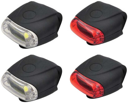 Benson LED fietslamp set - 2x - rood / wit - siliconen - waterdicht - 12 chips
