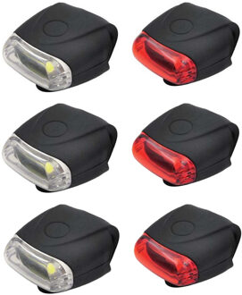 Benson LED fietslamp set - 3x - rood / wit - siliconen - waterdicht - 12 chips