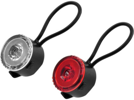 Benson LED fietslamp set - rond - rood/wit - 2-delig - 3 standen - 30 mm