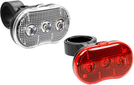 Benson LED fietslamp set - rood / wit - waterbestendig - 3 functies - incl. batterijen