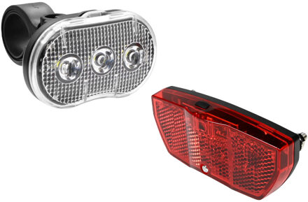 Benson LED fietslamp set - rood / wit - waterbestendig - 3 functies - incl. batterijen