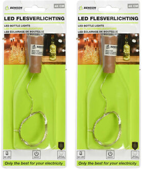 Benson LED flesverlichting - 2x - warm wit - 48 cm - 5 LED's - incl. batterij - Sfeerverlichting voor in ee