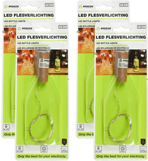 Benson LED flesverlichting - 4x - warm wit - 48 cm - 5 LED's - incl. batterij - Sfeerverlichting voor in ee