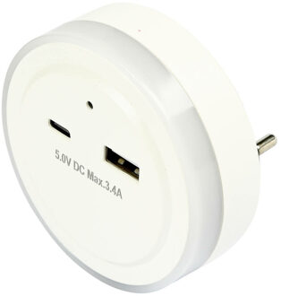 Benson LED nachtlampje - draadloos - met USB A en C - warm wit