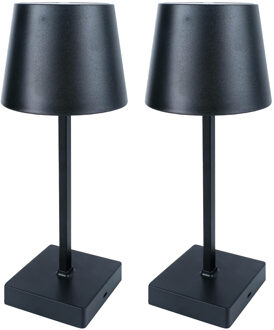 Benson LED tafellamp - 2x - zwart - aanraaksensor - aluminium - 26 cm