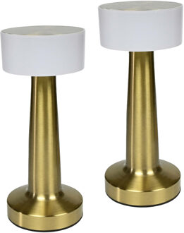 Benson LED tafellamp oplaadbaar - 2x - goud - aanraaksensor - metaal - 21 cm