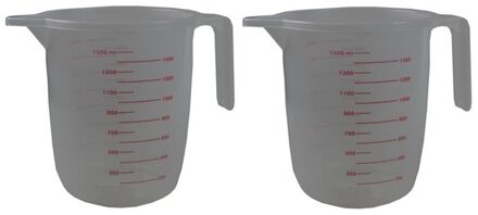 Benson Maatbeker - 2x - kunststof - 1500 ml - handvat - maataanduidingen