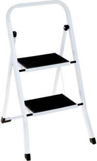 Benson Metalen huishoudtrapje / keukentrap 50 cm wit - Huishoudtrapjes