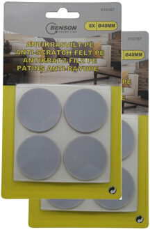 Benson Meubelvilt - 2x - 8 delig - stoelpoten - kunststof - grijs - meubelbeschermers