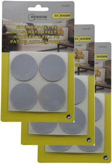 Benson Meubelvilt - 3x - 8 delig - stoelpoten - kunststof - grijs - meubelbeschermers