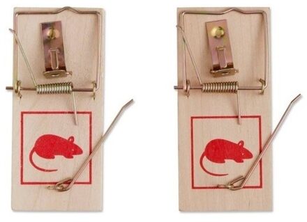 Benson Muizenval - 2x stuks - hout/metaal - 10 x 4,5 cm