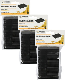 Benson munthouder - 3x - geschikt voor 5 muntsoorten - 13 x 12 cm - compact en handig in gebruik