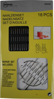 Benson Naalden set - Naaispelden - 18x - diverse maten / soorten - Hobby naald en draad