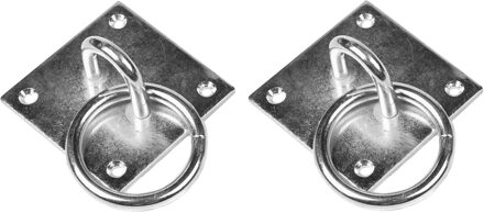 Benson Oogplaat - 2x - 8 cm - met ring - 5 cm - staal verzinkt