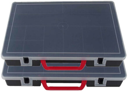 Benson Opbergdoos/sorteerdoos - 2x - 11-vaks - kunststof - grijs - 35 x 25 cm - opbergkoffer met vakken