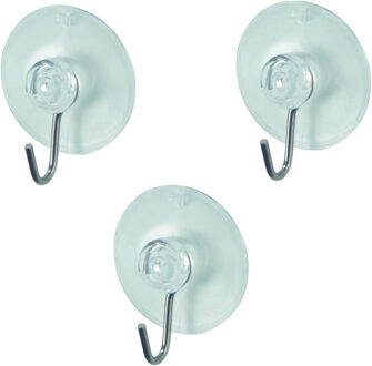 Benson Ophanghaak met zuignap - wit - 6x - kunststof - D45 mm