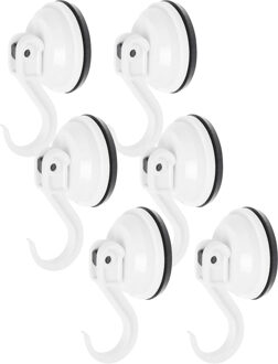 Benson Ophanghaak met zuignap - wit - 6x - kunststof - draagkracht 2 kilo