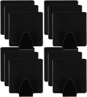 Benson Ophanghaakje - 12x stuks - zelfklevend - zwart - ijzer - hand/theedoek houder