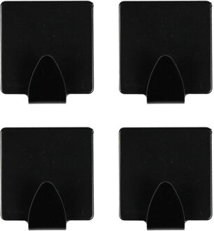 Benson Ophanghaakje - 4x stuks - zelfklevend - zwart - ijzer - hand/theedoek houder