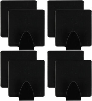 Benson Ophanghaakje - 8x stuks - zelfklevend - zwart - ijzer - hand/theedoek houder