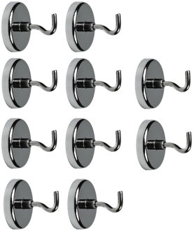 Benson Ophanghaakjes - 10x - magnetisch - ovaal - zilver - D3,6 cm