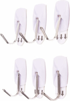 Benson Ophanghaakjes - 12x stuks - zelfklevend - wit - kunststof - draagkracht 800 gram