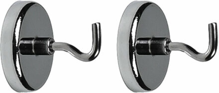 Benson Ophanghaakjes - 2x - magnetisch - ovaal - zilver - D3,6 cm