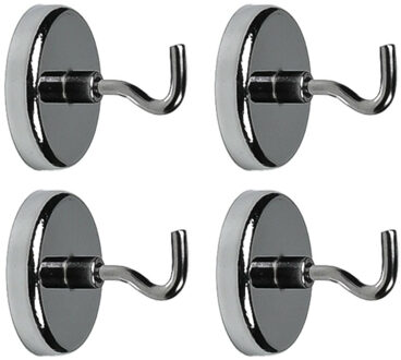Benson Ophanghaakjes - 4x - magnetisch - ovaal - zilver - D3,6 cm
