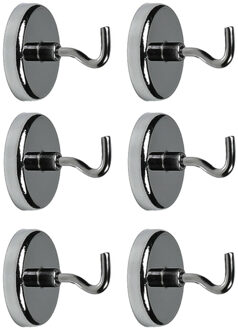 Benson Ophanghaakjes - 6x - magnetisch - ovaal - zilver - D3,6 cm