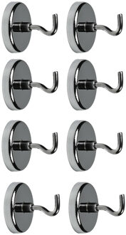 Benson Ophanghaakjes - 8x - magnetisch - ovaal - zilver - D3,6 cm