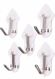 Benson Ophanghaakjes zelfklevend - wit - 5x stuks - kunststof - draagkracht 800 gram