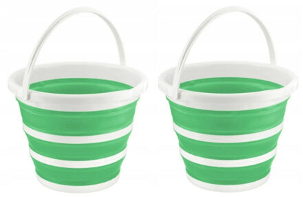 Benson Opvouwbaar emmer - 2x stuks - groen - kunststof - 5L - camping - afwasteil