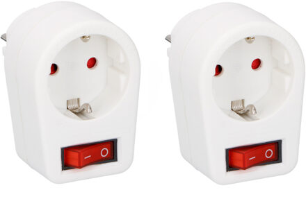 Benson Pakket van 2x stuks stekkerdoos/stroom adapters met switch/kinder beveiliging - Stopcontactbeveiliging