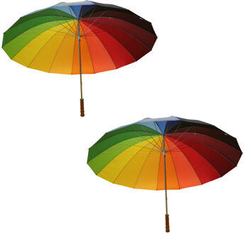 Benson Paraplu golfmodel - 2x - regenboogkleuren - 130 cm - 16 banen - gaypride