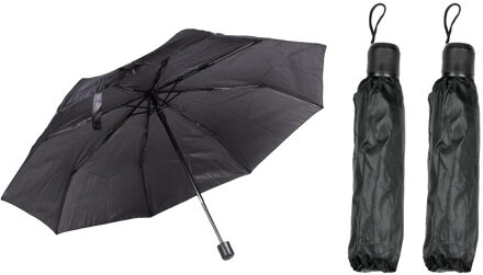 Benson Paraplu mini - 3x - zwart - opvouwbaar - 93 x 55 cm - reisparaplu - compact