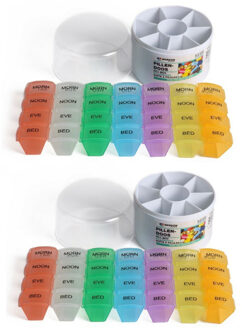 Benson Pillendoosje - 2x stuks - 28 vakjes - gekleurd - medicijnen doos