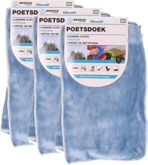 Benson Poetsdoek - 6x stuks - microvezel - extra zacht - 2 formaten - schoonmaken - dweil